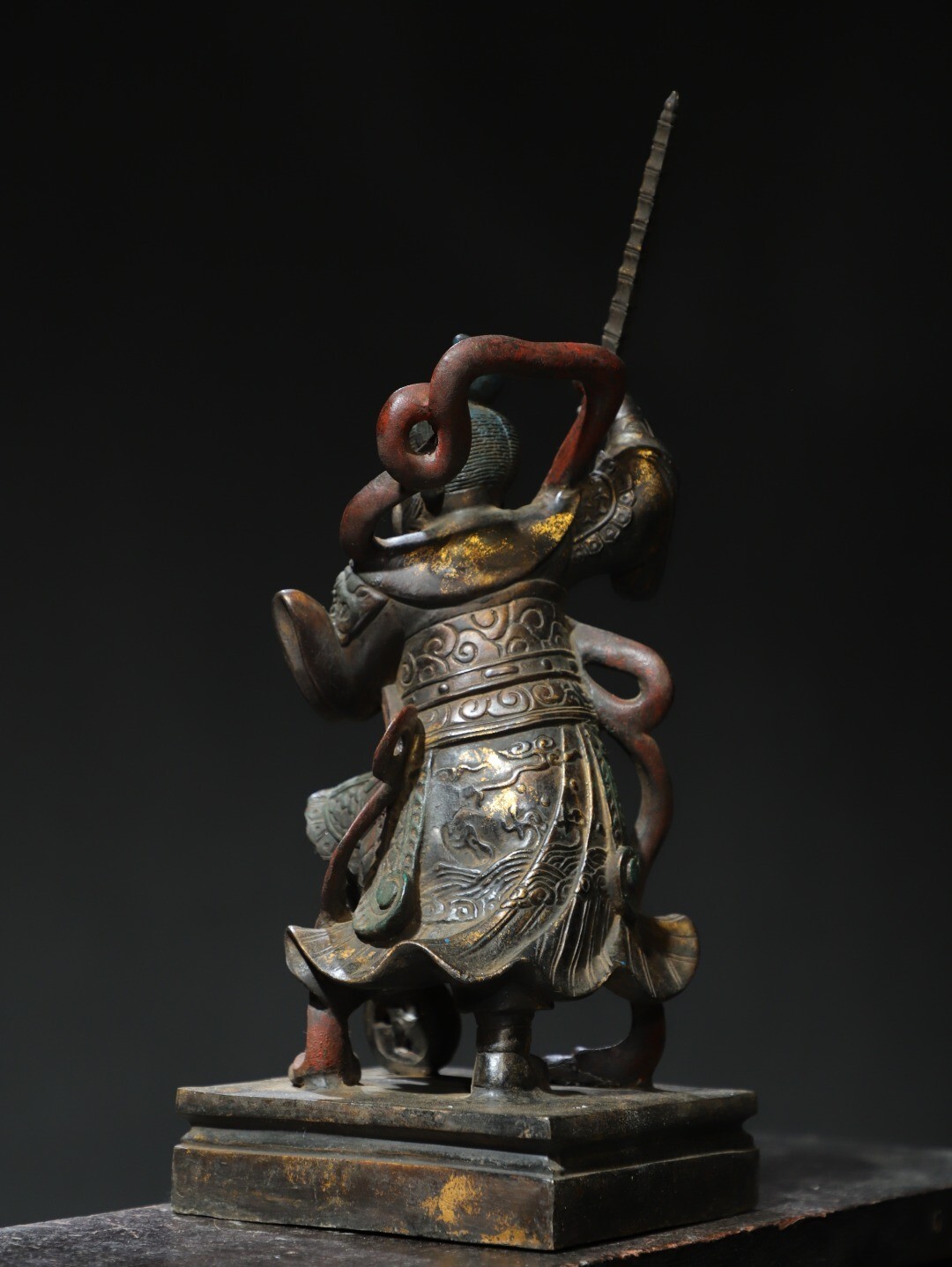 Home worship of religious bronze and gold statue of Wang Lingguan