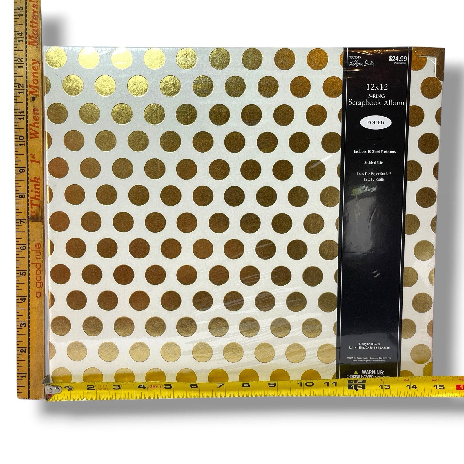 Lot of 2 The Paper Studio 12×12 3-Ring Scrapbook Albums Gray & Gold Foil New OS
