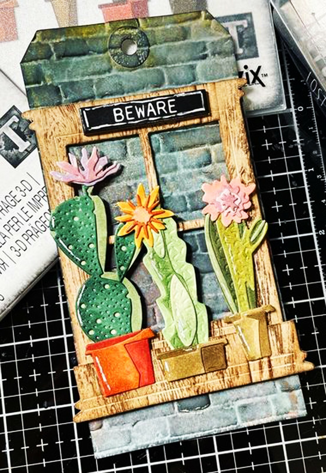 Sizzix Thinlits Funky Cactus 9PC set #665365 Retail $19.99 by Tim Holtz