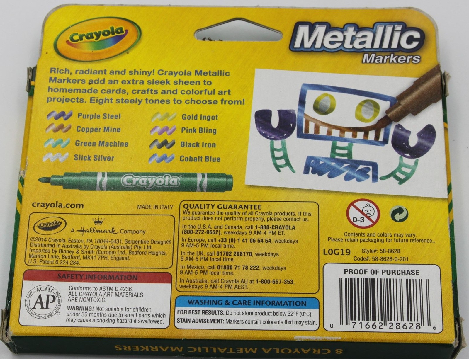 Crayola Metallic 14 Markers 2-Pack Shimmery Colors Nontoxic Art Craft Cobalt