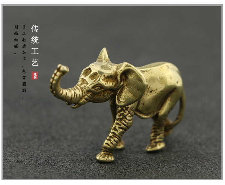 Antique Solid Pure Copper Mini Elephant Ornaments Tea Pet Desktop Ornaments Coll