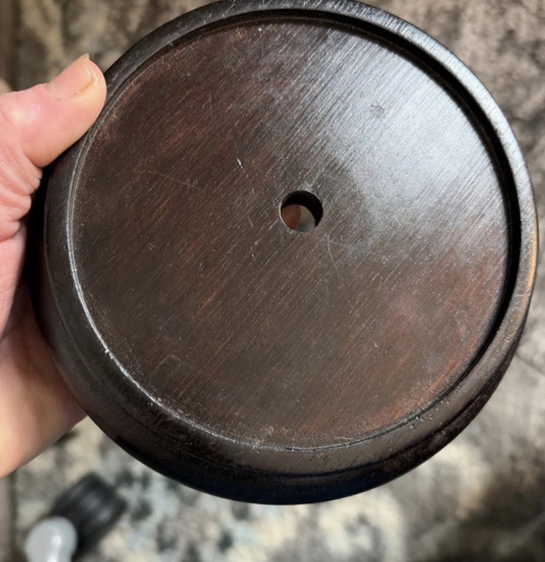 Vintage Chinese Carved Hard Wood Display Stand Vase Bowl Lamp 6”