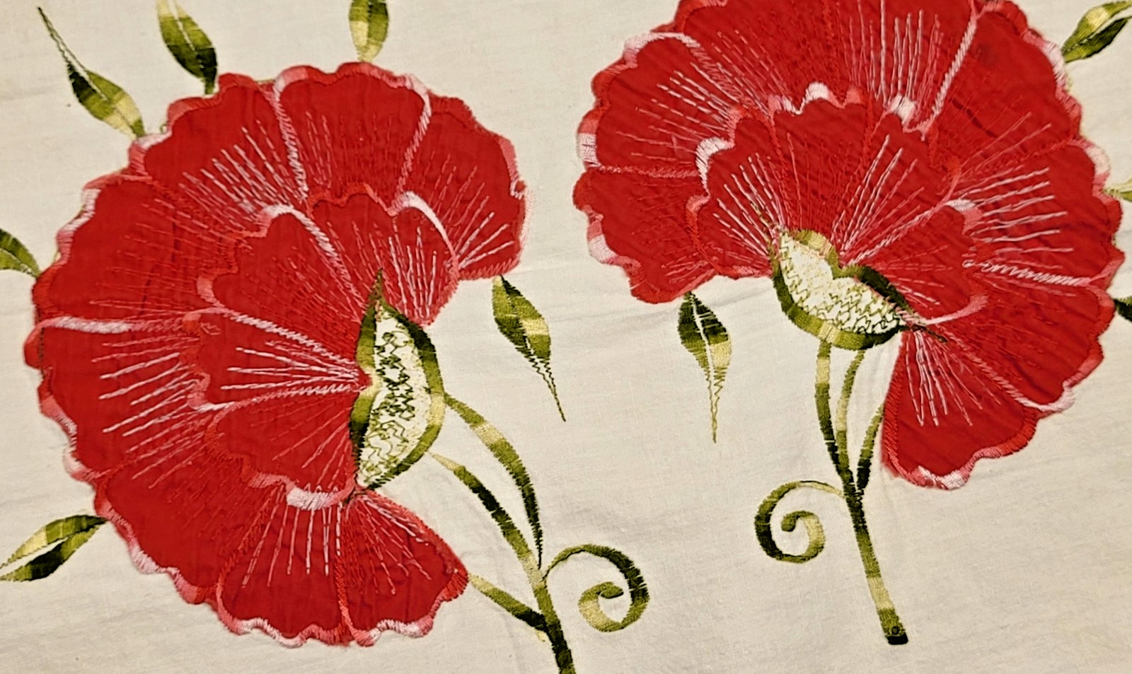 Vtg Embroidery Needlepoint 4 ps Set Floral Cotton 12″x8″ Pansies Peonies 70s-80s