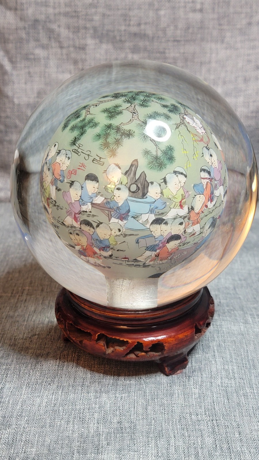 Approx 4 Inch Diameter Chinese Reverse Painted Globe Li Bien READ