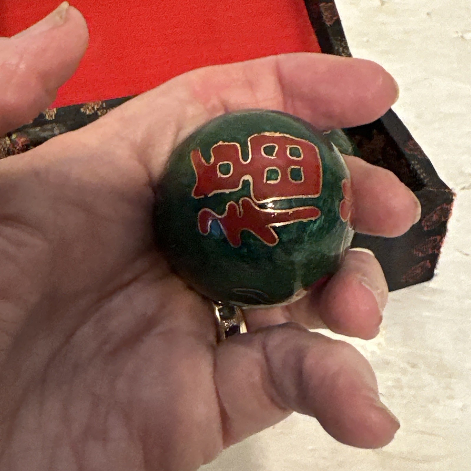 Vintage Shou Xing Chinese Baoding Iron Balls Frogs Chiming Hand Exercise BROKEN