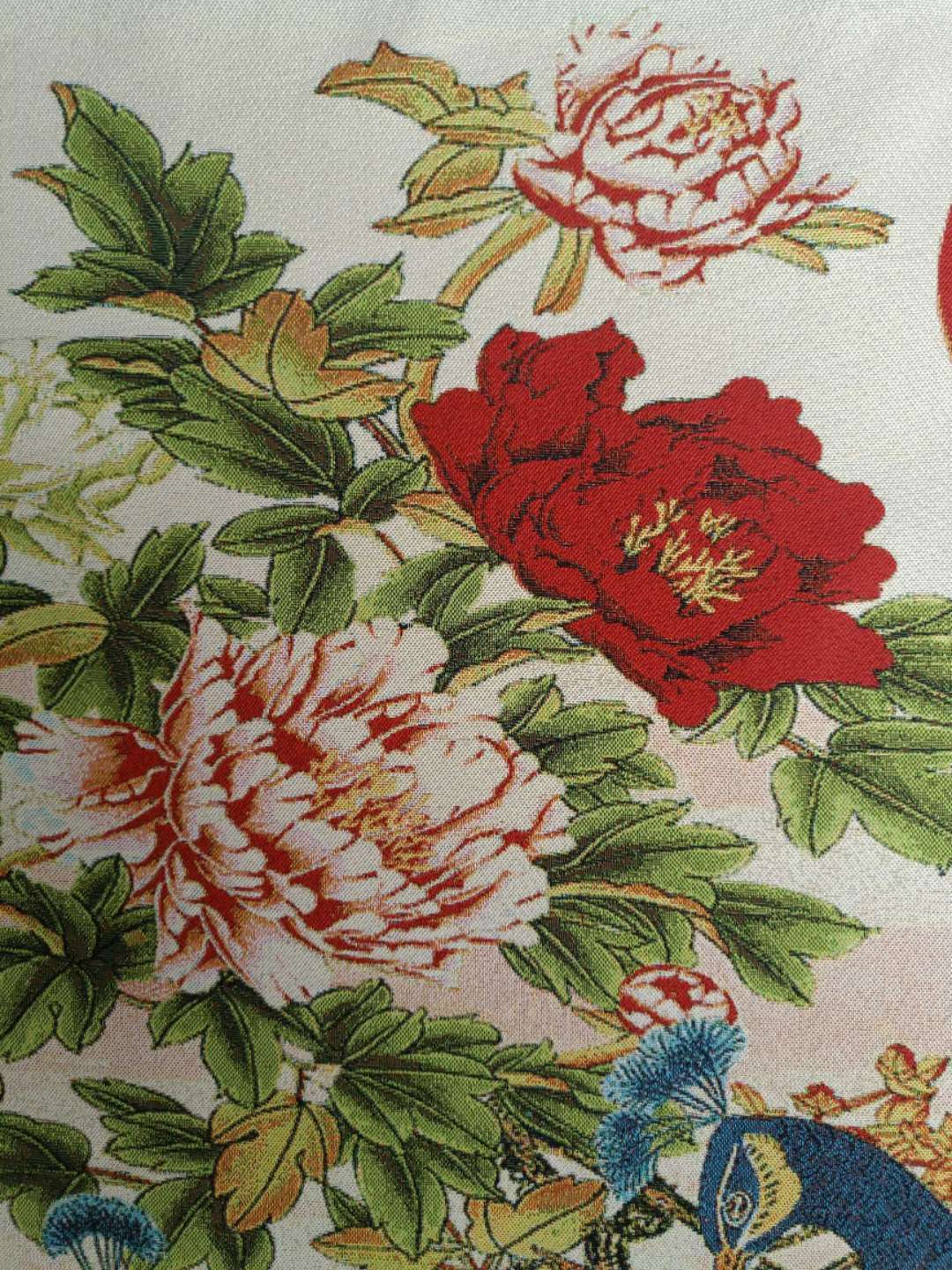 36″Chinese Cloth Silk Pretty Flower Peony Peacock Painting Home Decoration 2655
