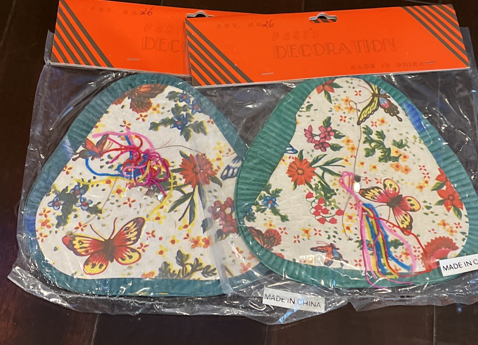 Vintage Small Chinese Paper Lanterns Butterflies & Flowers Sealed Lot Of 8