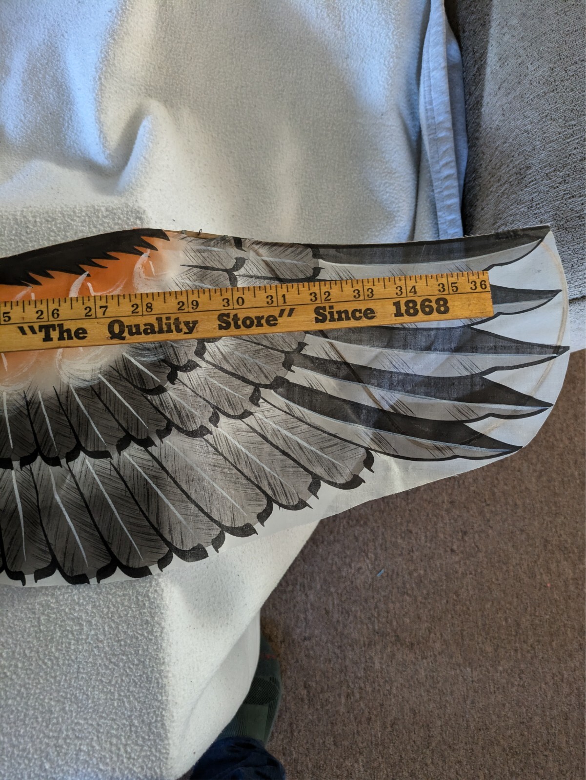 Vintage Chinese Silk & Bamboo Eagle Bird of Prey Kite with Box 36″ wingspan Rare