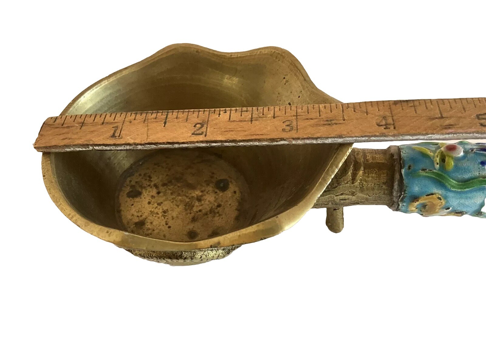 2 Different Vintage Cast Brass & Enamel Chinese Silk Iron Irons