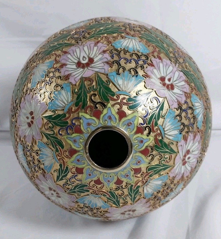 Cloisonne Egg, Large, 14″ H w/stand, 9.5″W, Multicolor Enamel in relief