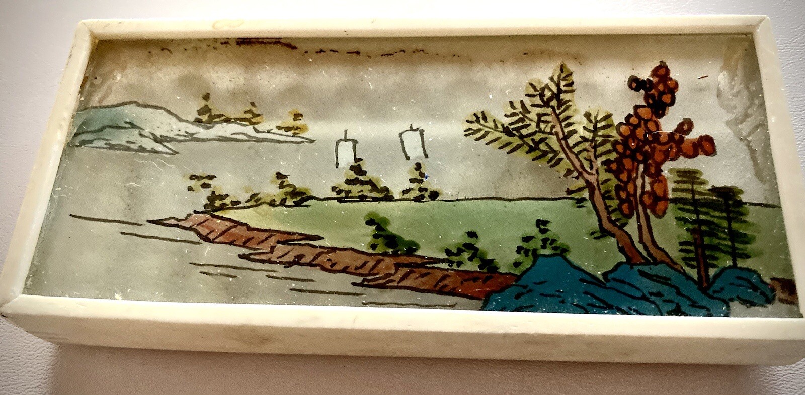 Interesting Unique Small Reverse Painted Chinese Abacas-Glass/Bovine Bone?VINT.