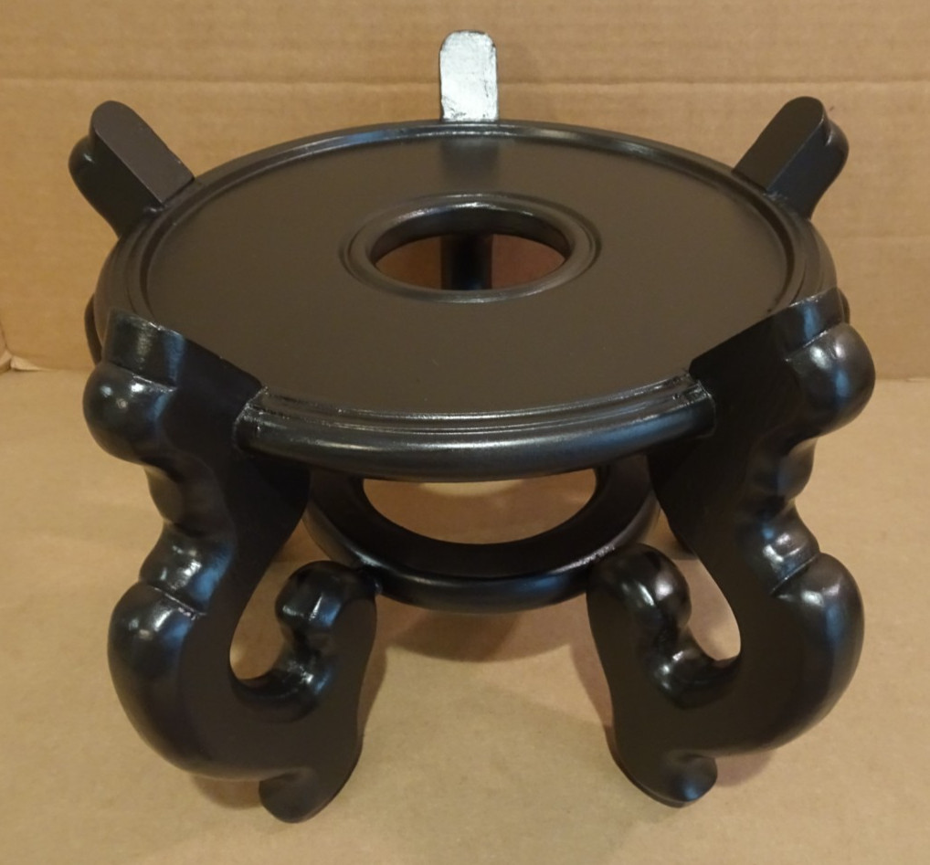 Asian Wood Stand 5 Leg Carved Pedestal Holds pot 8.5″ Diameter