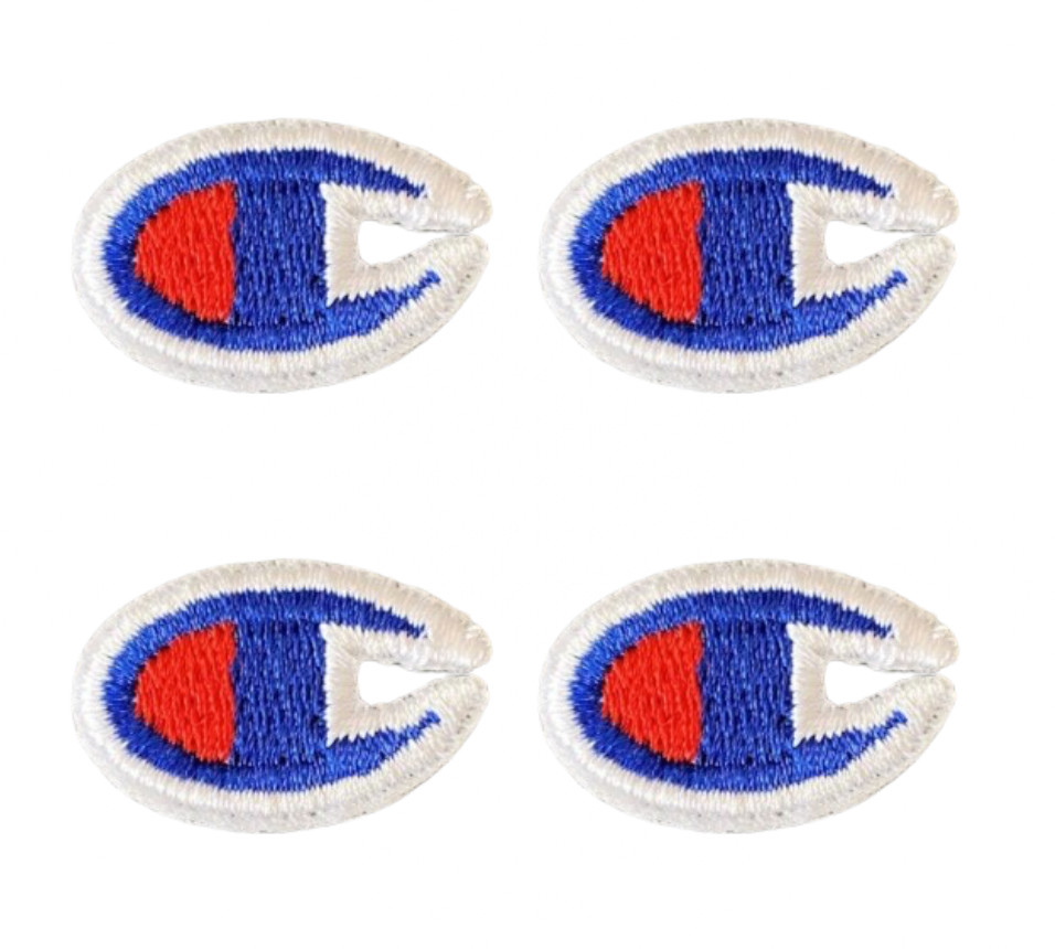 4 Pack Set of Small Embroidered Iron-On Champion Logo C Patches 1”W