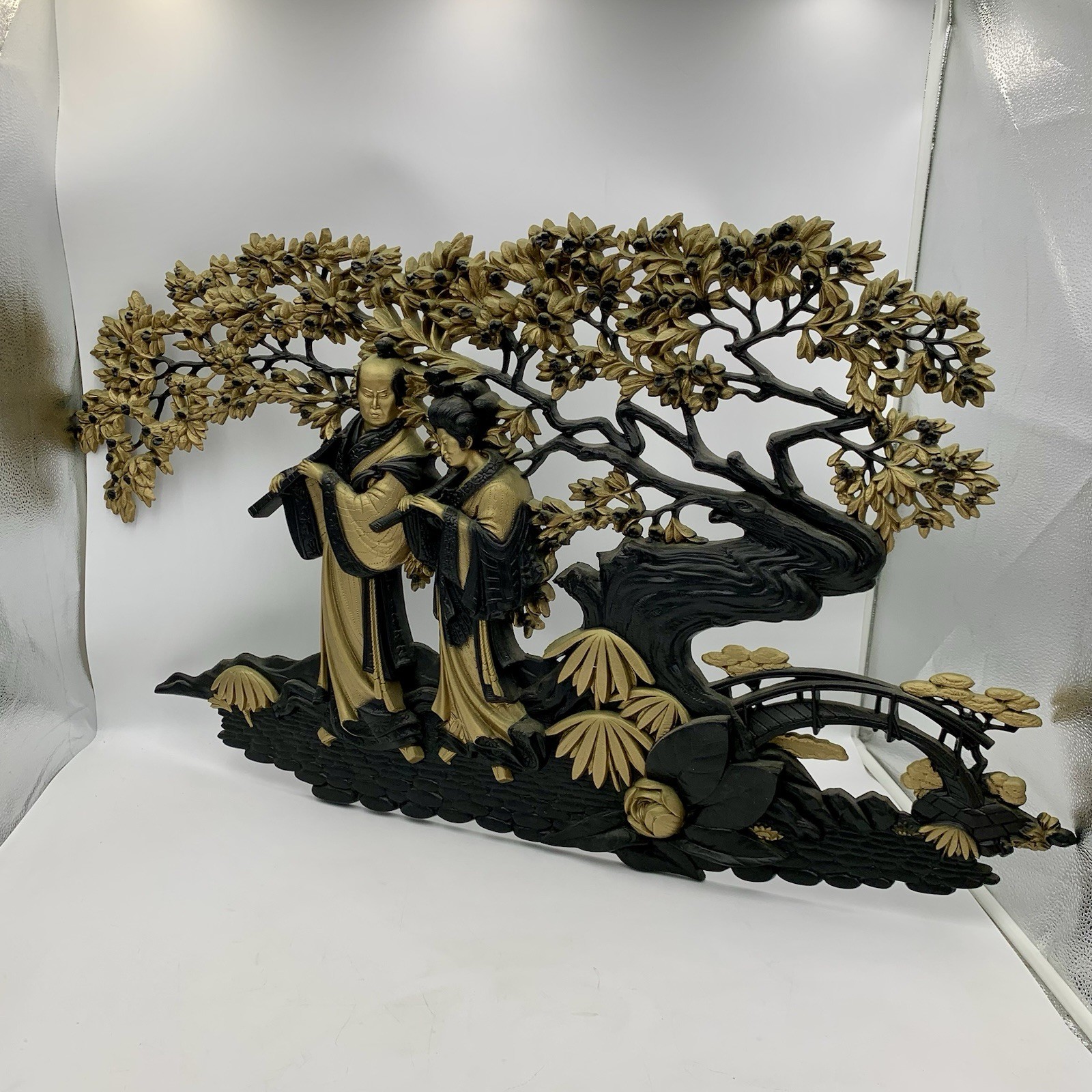 Vintage MCM Burwood 1973 Large Wall Art Japanese Asian Bonsai 37 X 22″ Gift EUC