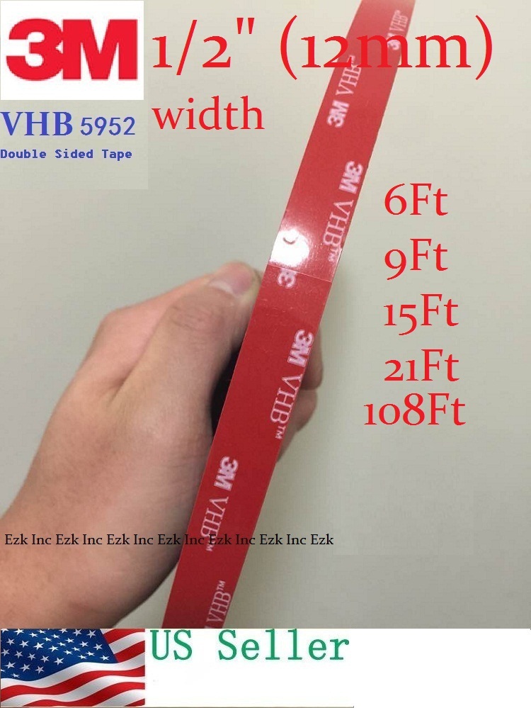 3M VHB #5952 Double-sided Acrylic Foam Tape Automotive 1/2″ x 9/15/21/36/108 ft.