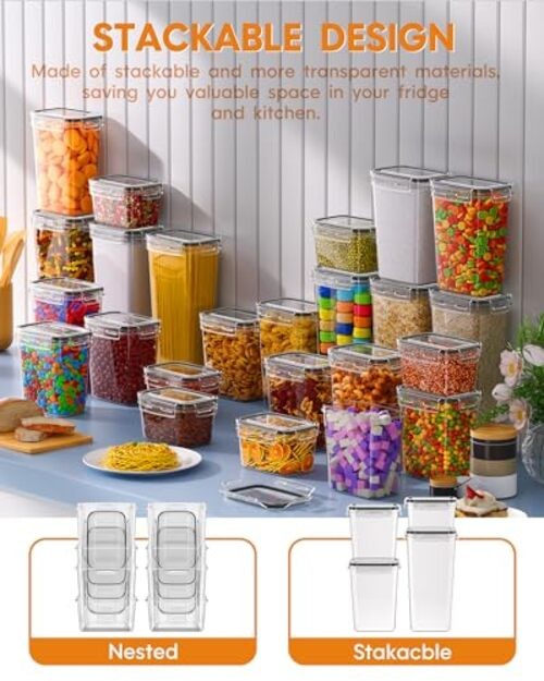 Airtight Food Storage Containers with Lids, 24 PCS Kitchen and Pantry 24 Piece