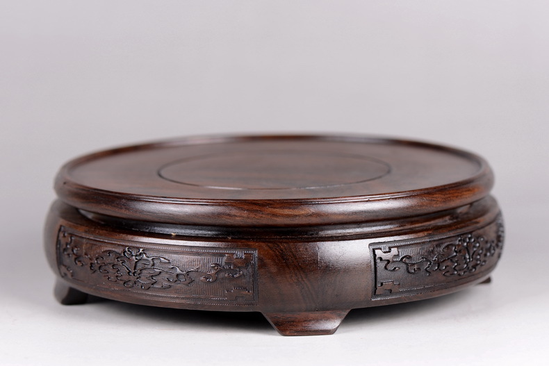 6″ Round Wood Display Pedestal Stand for Vase Bottle Teapot Incense Burner Base