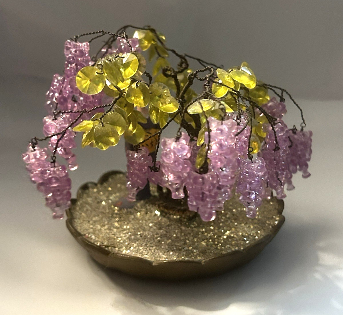 Vintage 1975 Walco Geisha GirlBead & Wire Purple W Purple Bonsai Tree Garden
