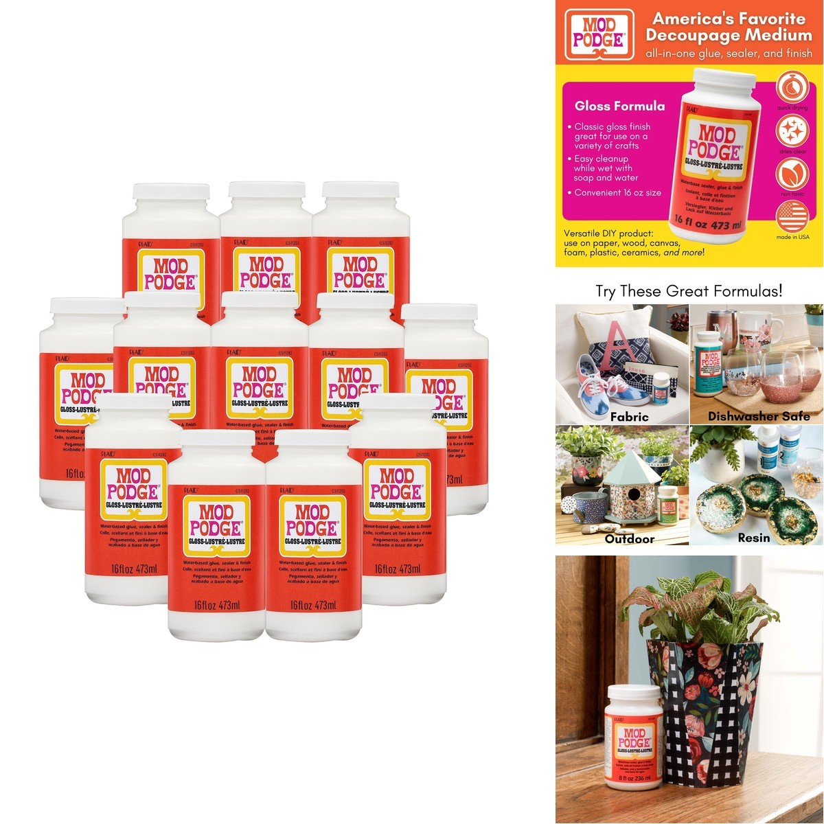 Mod Podge Gloss Waterbase Sealer Glue 16-Ounce Wmcs11202B Finish 16 Oz Pack Of