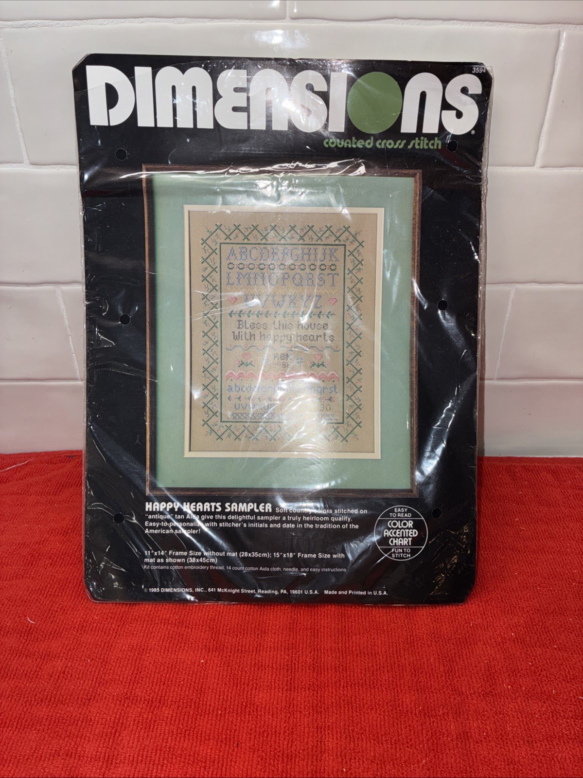 Cross Stitch Sampler Kit Happy Hearts by Dimensions 3594 Vintage Unopened Pkg