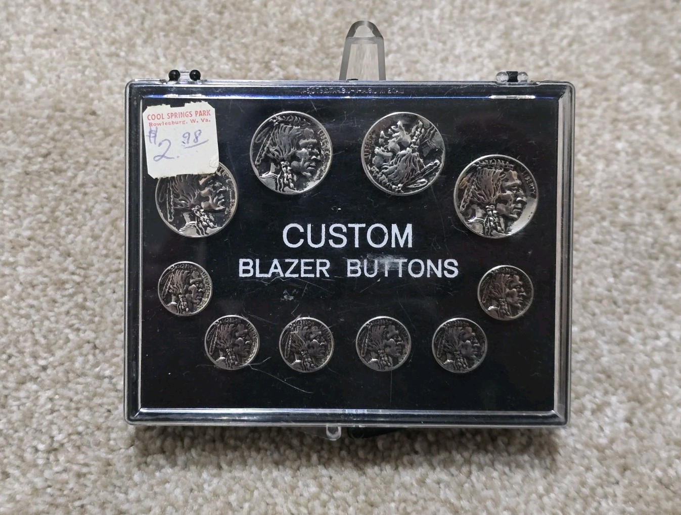 Vintage Buffalo Nickel Style Custom Blazer Button Set Chas F Damm Buffalo NY