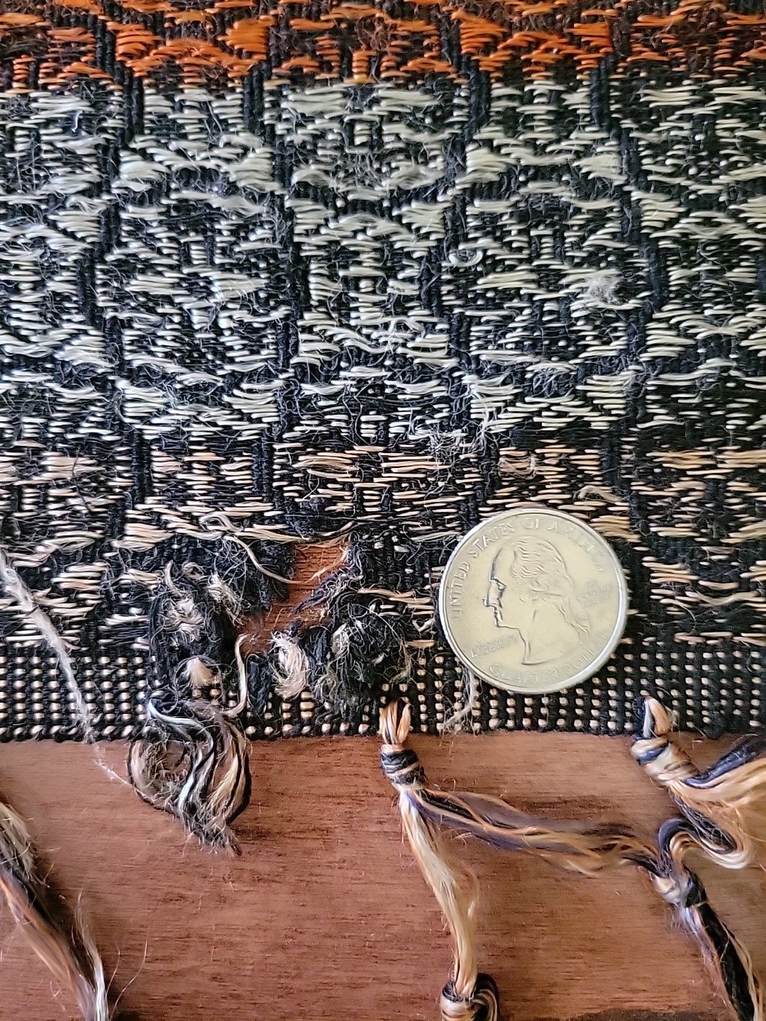Vintage Asian Brocade Floral Silk Tapestry Bedcover Fringe Double Sided