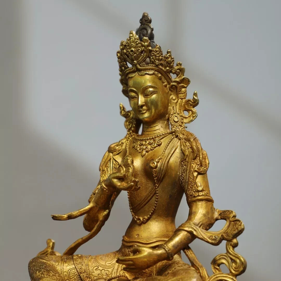 Fengshui copper Bronze Gilded Gold [One of the Twenty One Tara] Buddha Statue