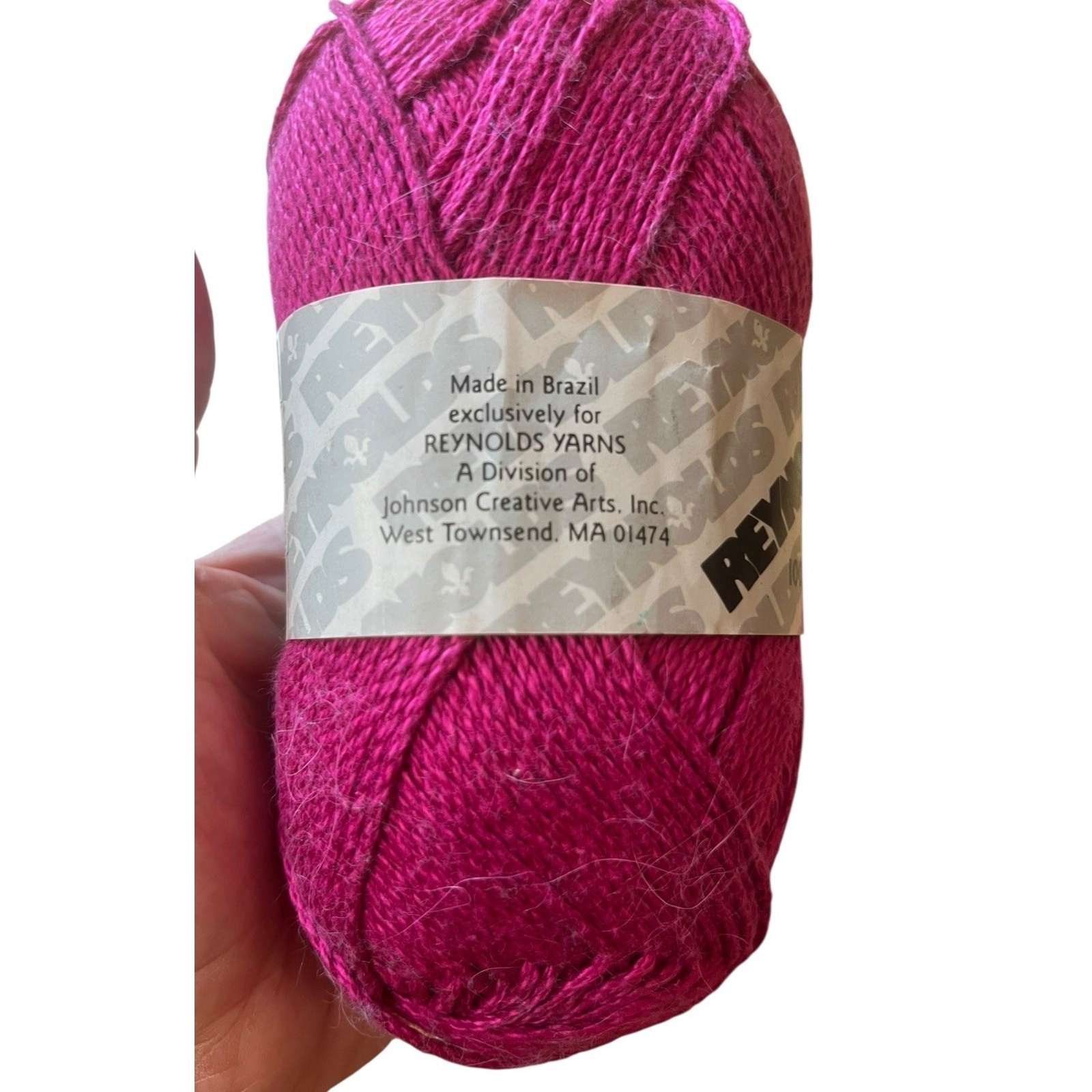 Lot of 2 Reynolds SAUCY Mercerized Cotton Yarn Fuchsia Pink Brazil 100 Gr Each