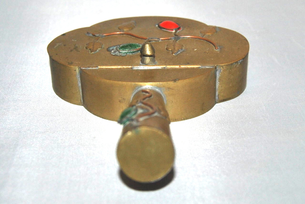 ANTIQUE VINTAGE CHINESE BRASS FAUX GEMSTONE COAL SILK IRON