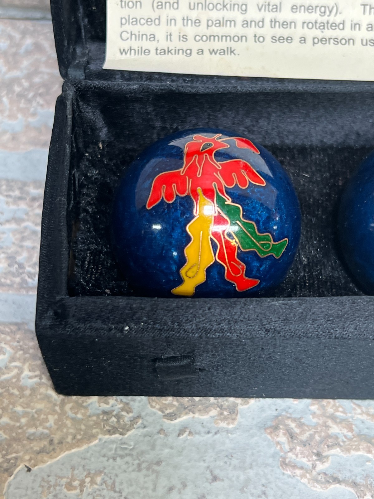 Vintage Chinese Health Baoding Music Balls Pheonix and Dragon Cloisonne