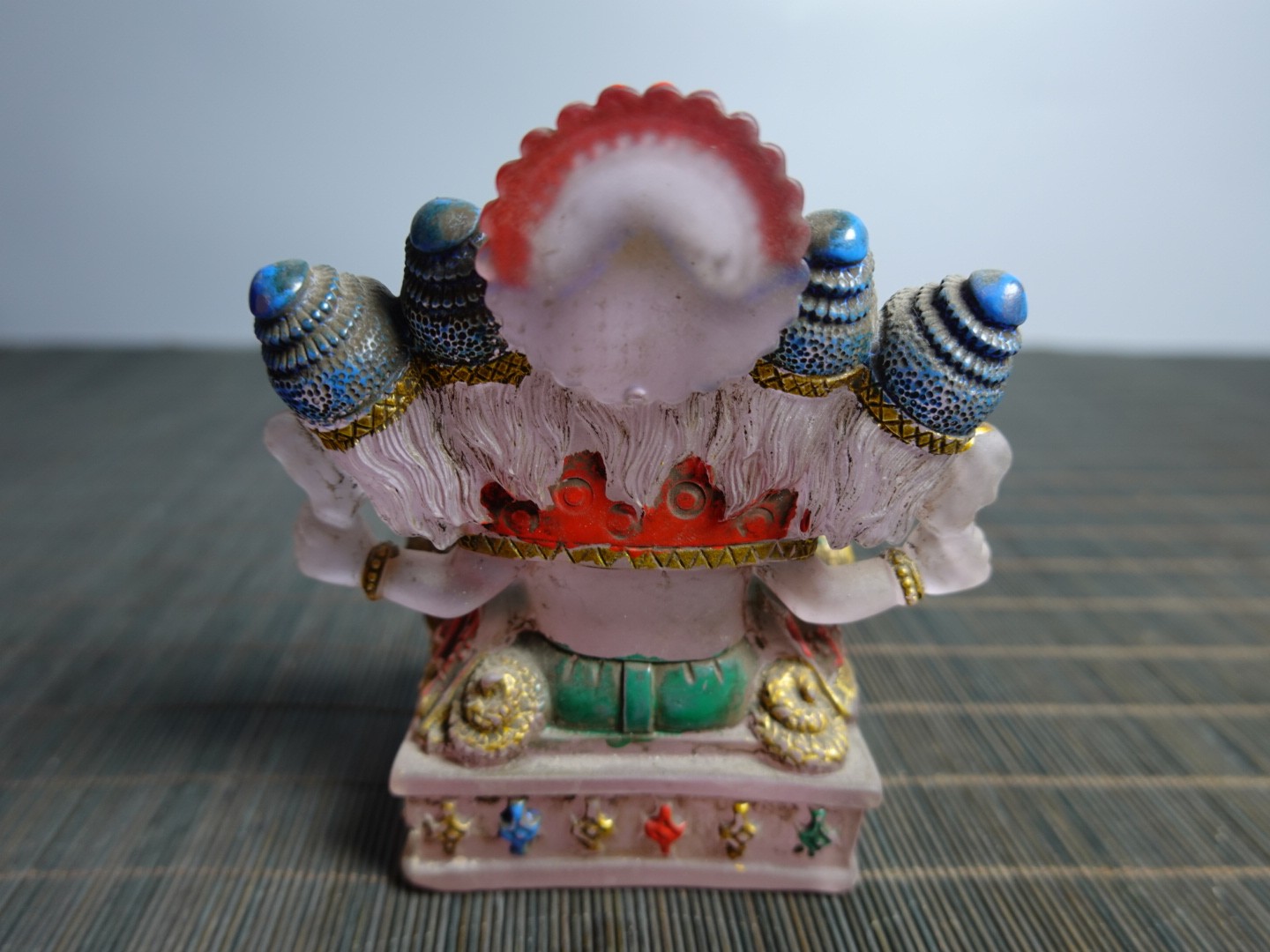 4.3″ Collect China Coloured Glaze Painted Buddhism Panchamukha Ganesha Statue