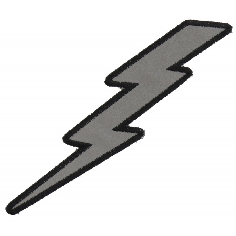 Lightning Bolt Reflective Sew On Iron On Patch Left Side Reflects Light