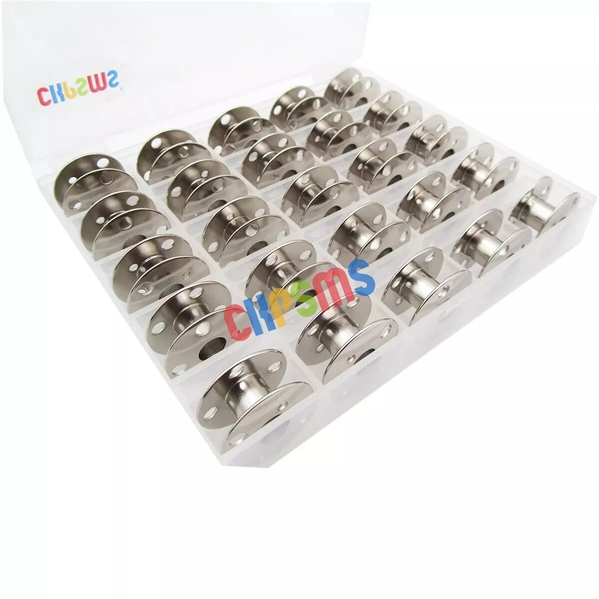 25PCS Metal Bobbins & BOX FOR SINGER 257,258, 403A, 404,413K, 66 Class, 99 Class