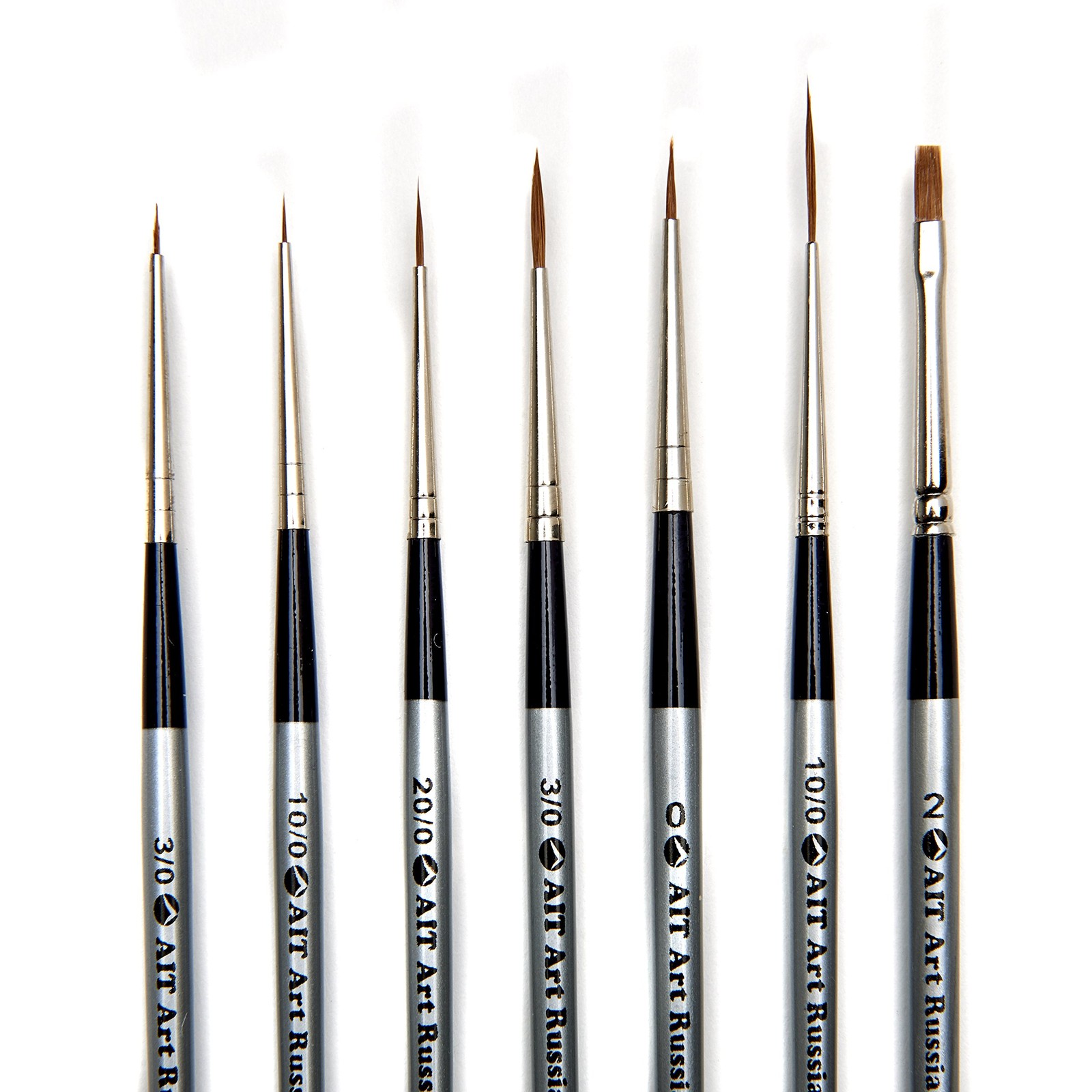 Red Sable Detail Brush Set, 7 Handmade Russian Sable Paint Brushes for Art
