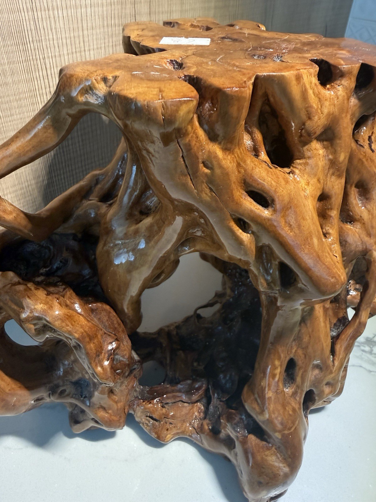 Vintage Chinese Carved Tree Root Stand Bonsai Gongshi Scholar Stone Base 9×8″