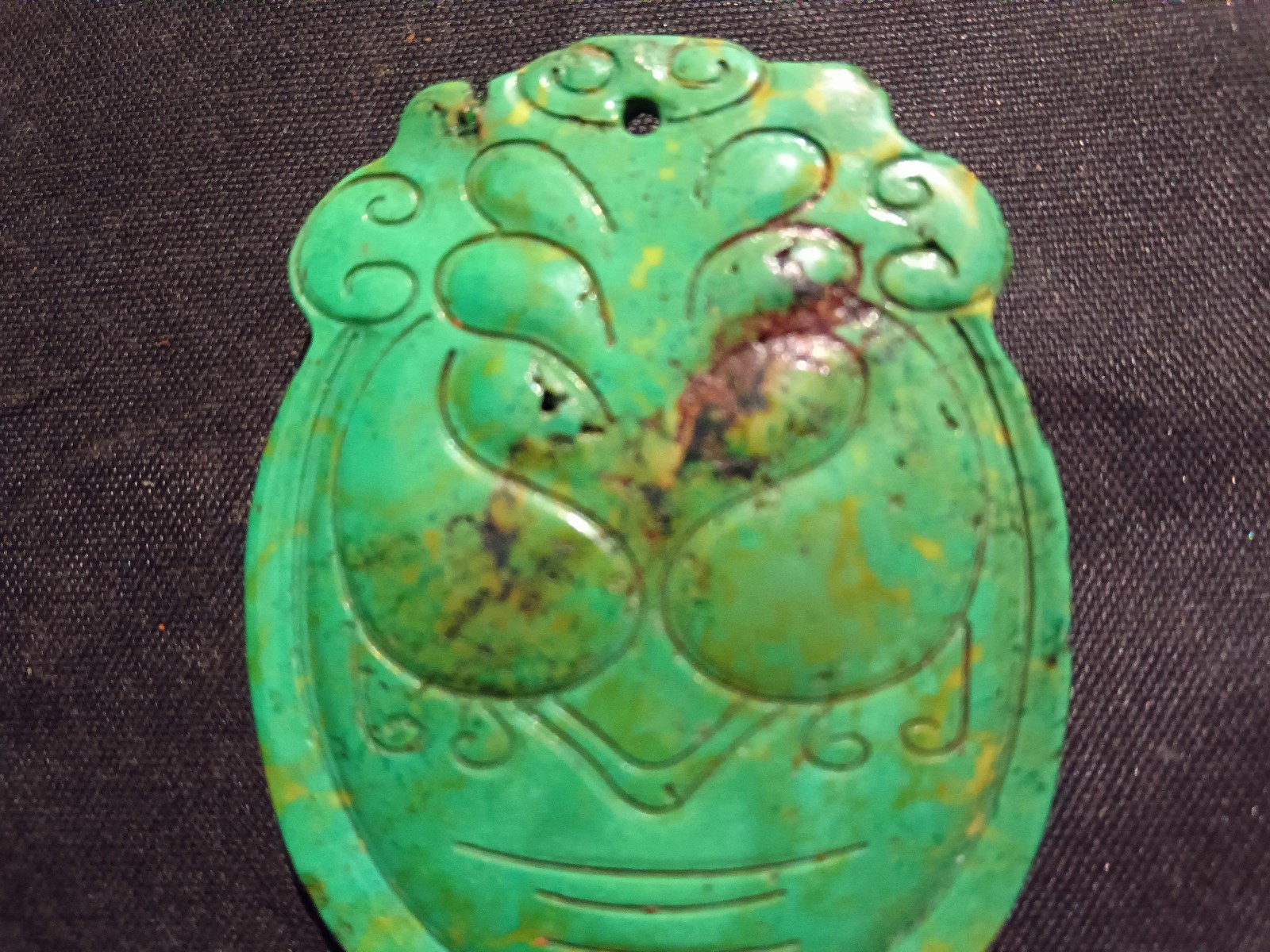 Good Quality Chinese Old Turquoise Hand Carved *Cicada* Pendant
