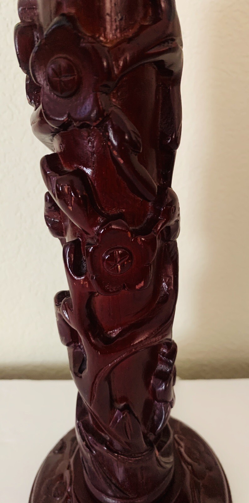 Vtg Yi Lin Arts And Treasures Of China Carved Bird And Flowers Table Lamp