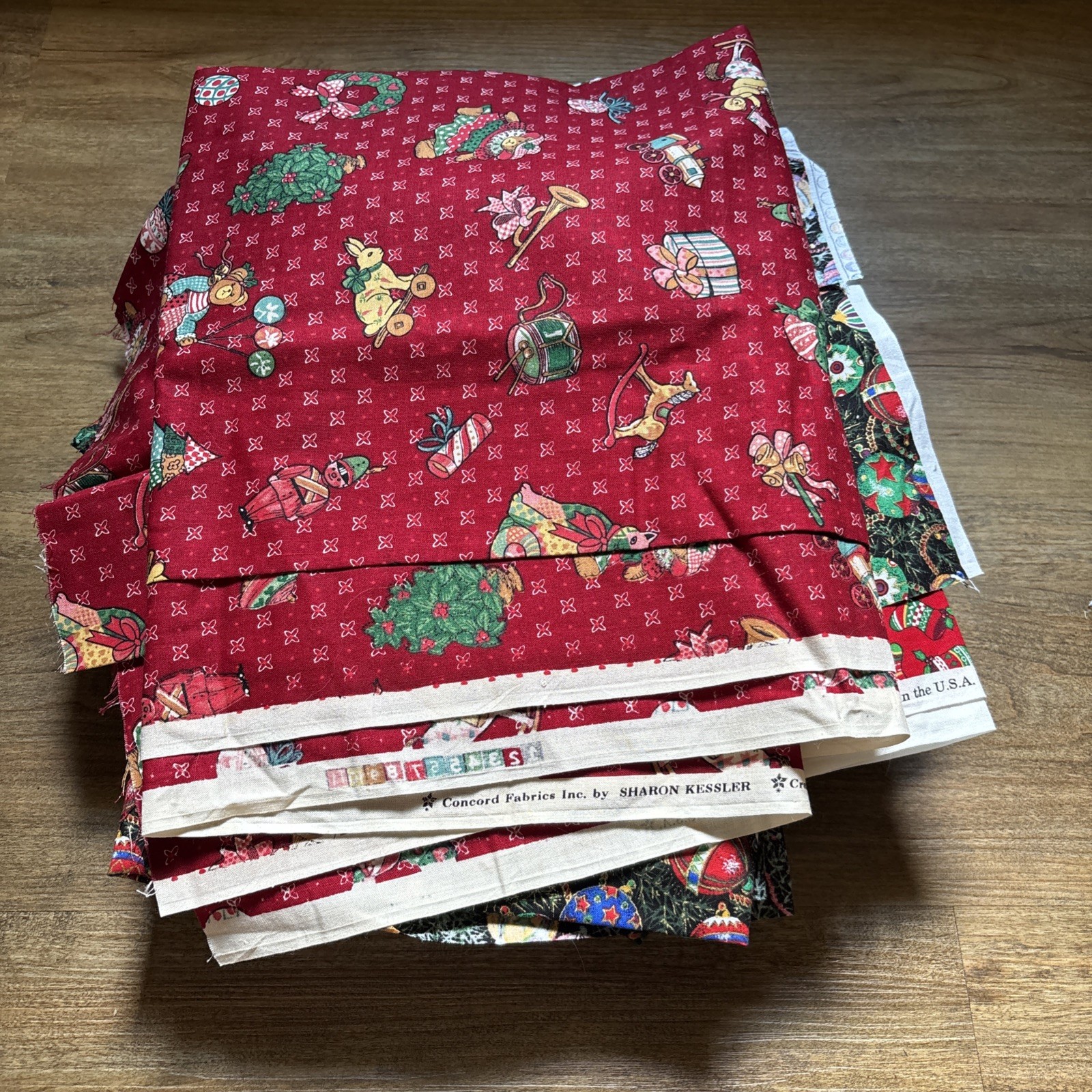 Vintage Christmas Fabric Over 3 Pounds Many Pieces