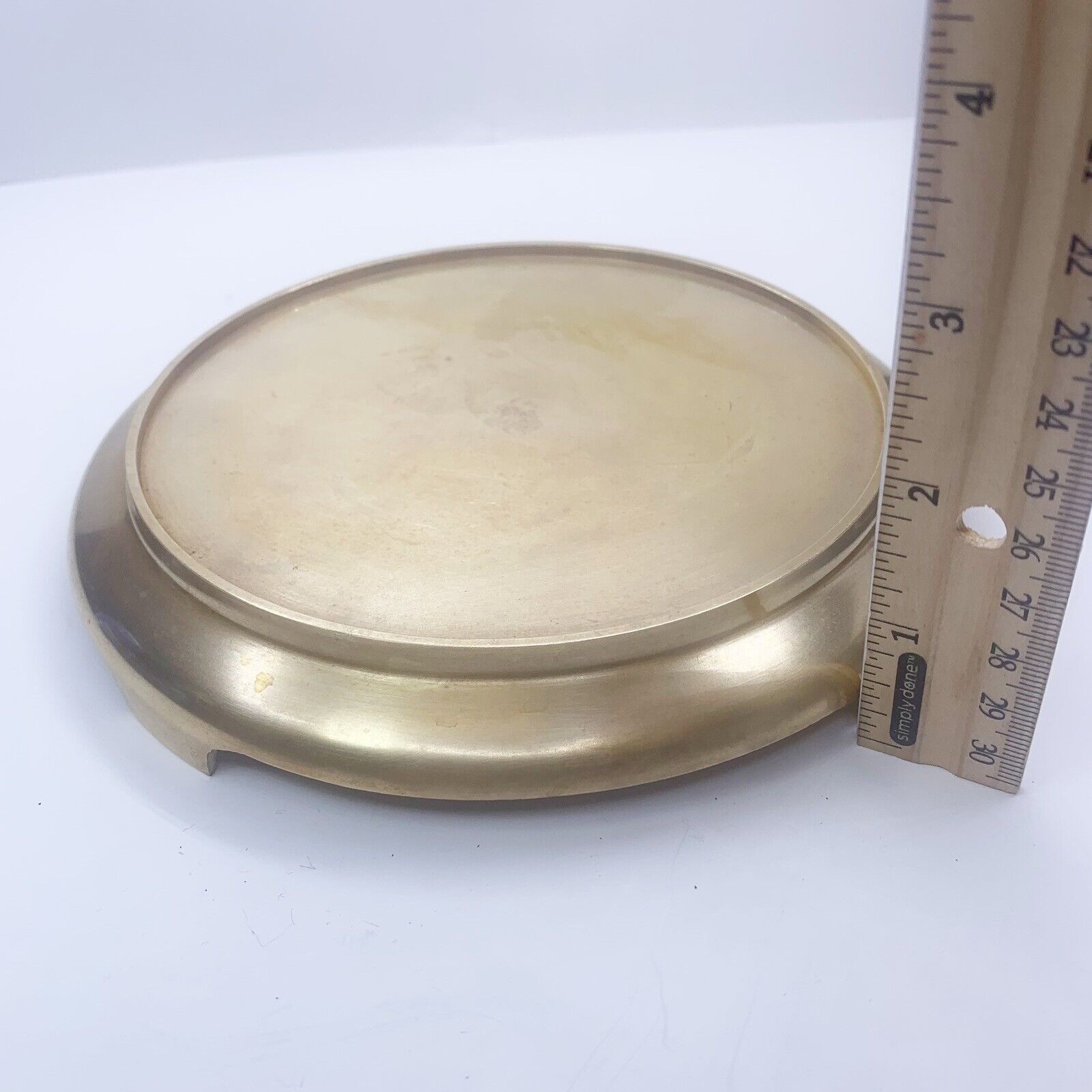 Vintage Display Stand Brass Base Pedestal Vase Pot Ginger Pot Round Footed 6.75”
