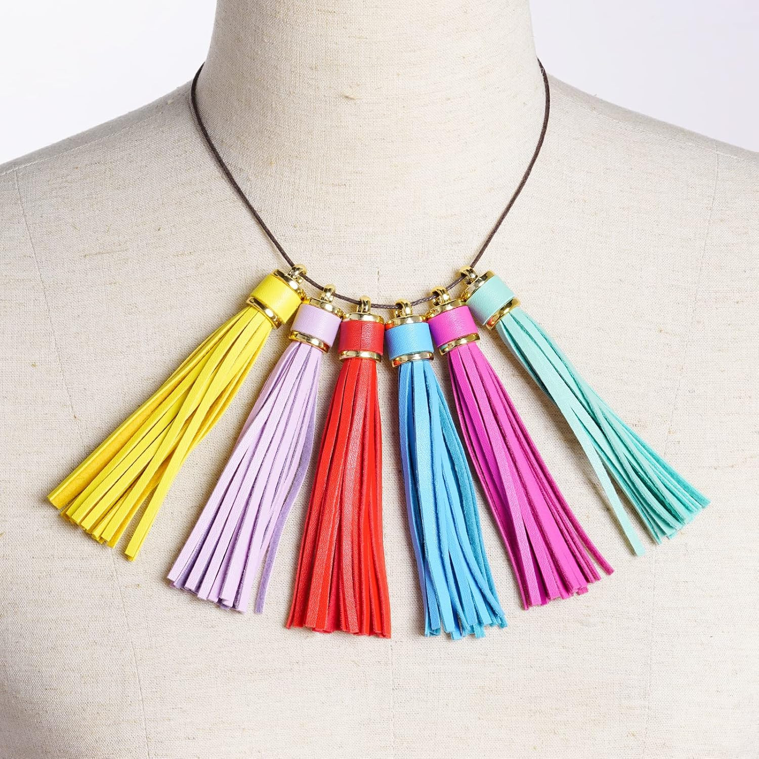 20 Pieces 3.9 inch Faux Leather Tassel Bulk Keychain Tassels Artificial Leath…