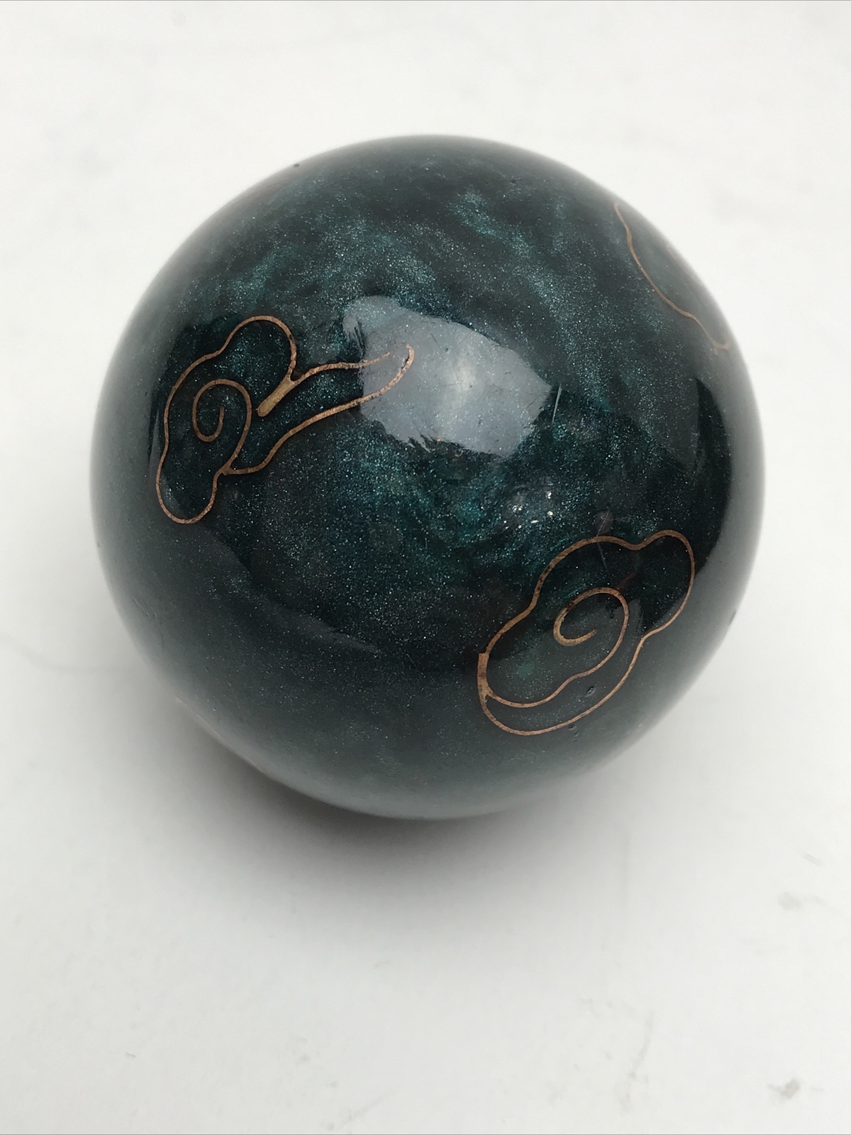Vintage Shou Xing Yin Yang Chimes Silver Iron Ball Directions cloisonne Ships A5