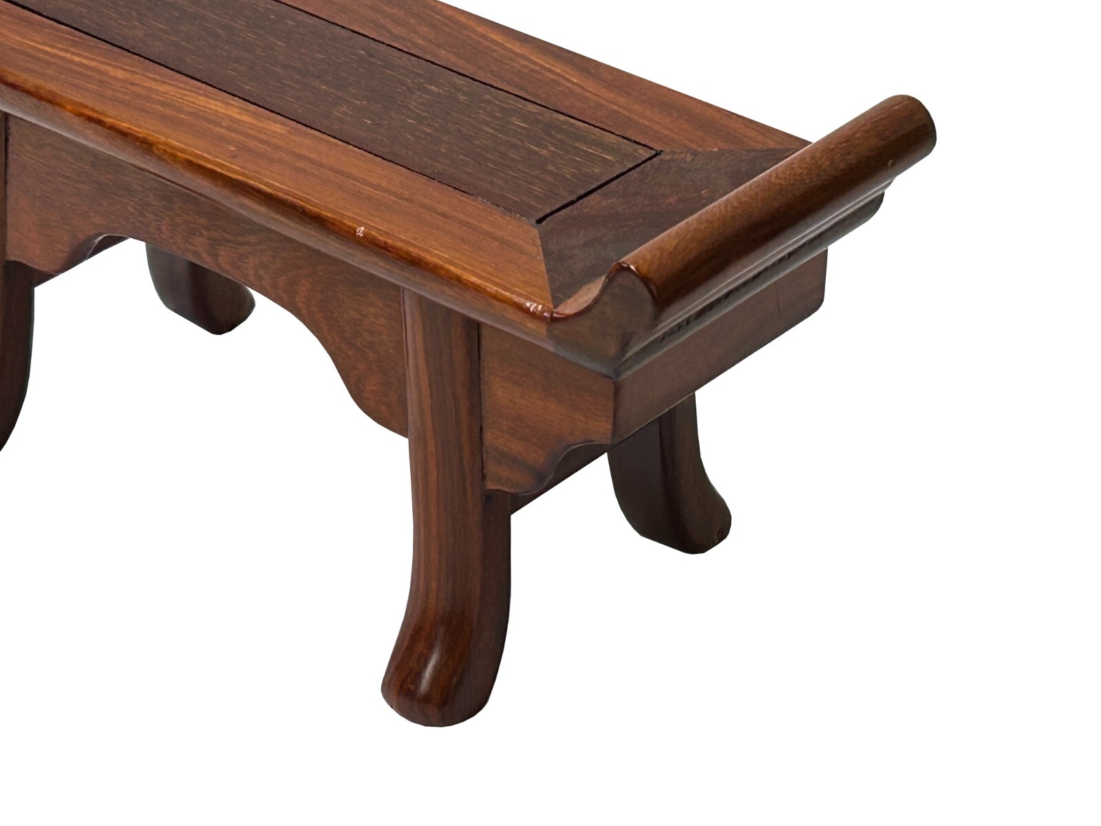 8″ Chinese Light Brown Altar Point Edge Shape Accent Wood Display Stand st1207