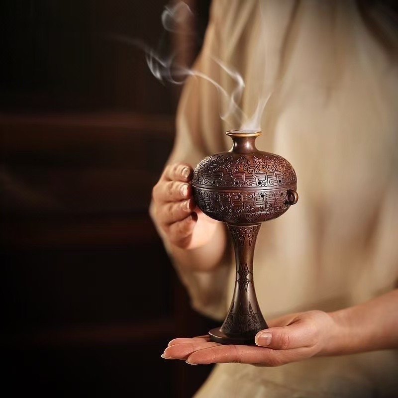 Old Chinese Kui-dragon pattern Copper Alloy incense burner