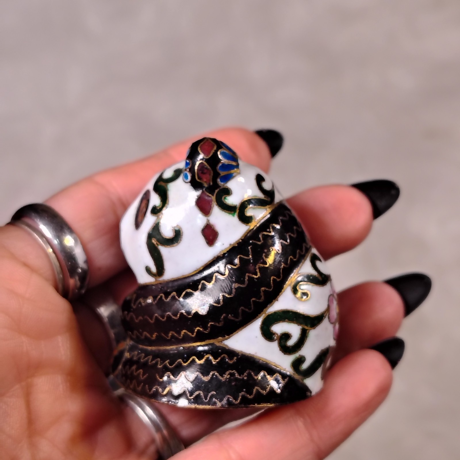 VTG Chinese Cloisonne Mutli Colored Floral Pattern Panda Bear Figurine