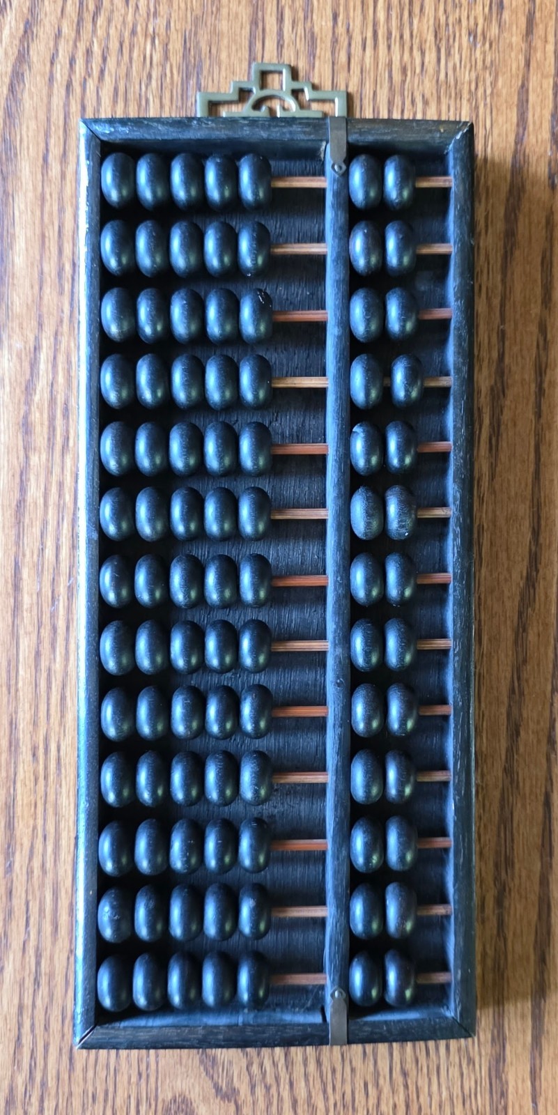 Vintage Abacus w/ Brass Hanger 13 Row 91 Beads Wood