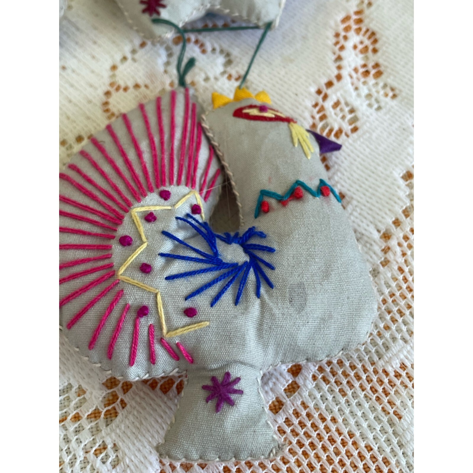 Vintage Folk Art Garland Ornaments Chinese Animals Embroidered Signs Of Zodiac
