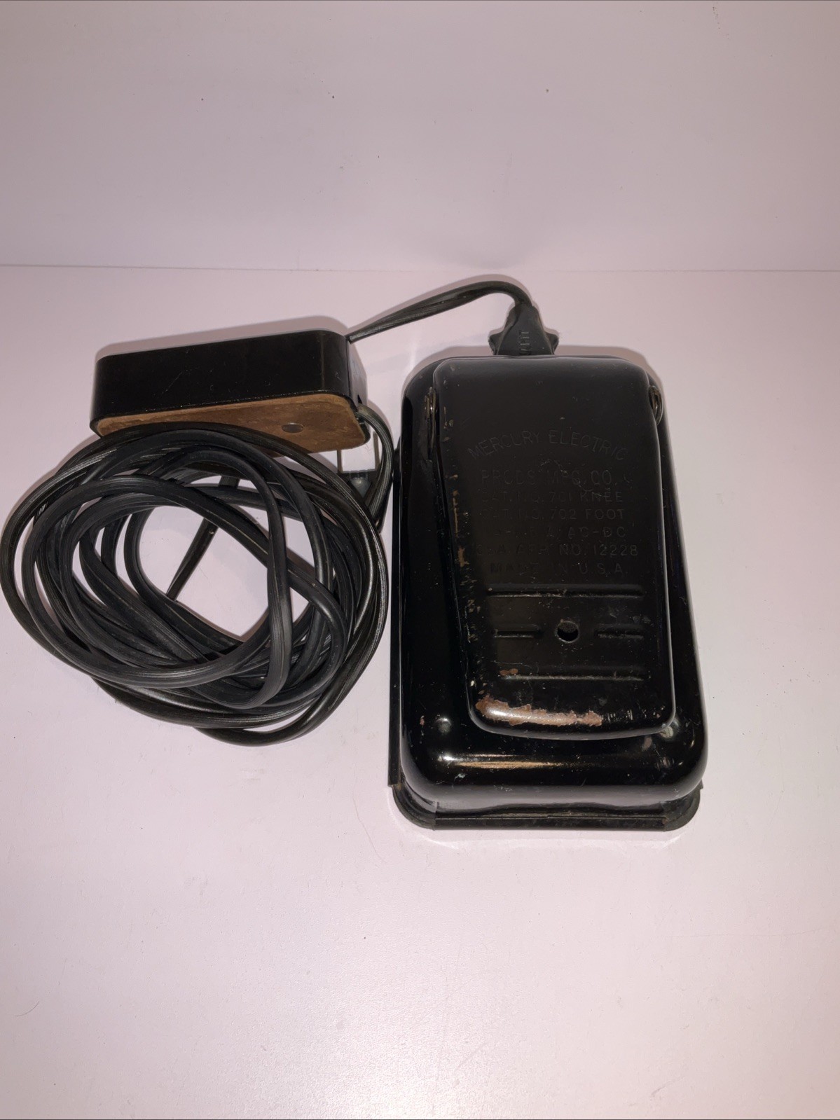 Vintage Mercury Electric Foot Switch Pedal 702 15A 115V AC/DC USA Working