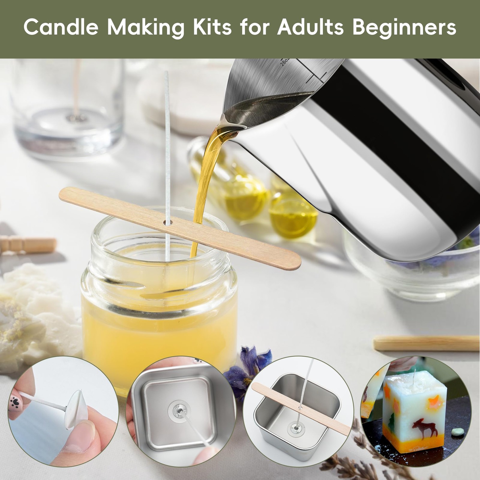 CasaCulina 2025 Candle Making Kit: Hot Plate, Wax, Wicks, Supplies, DIY Craft