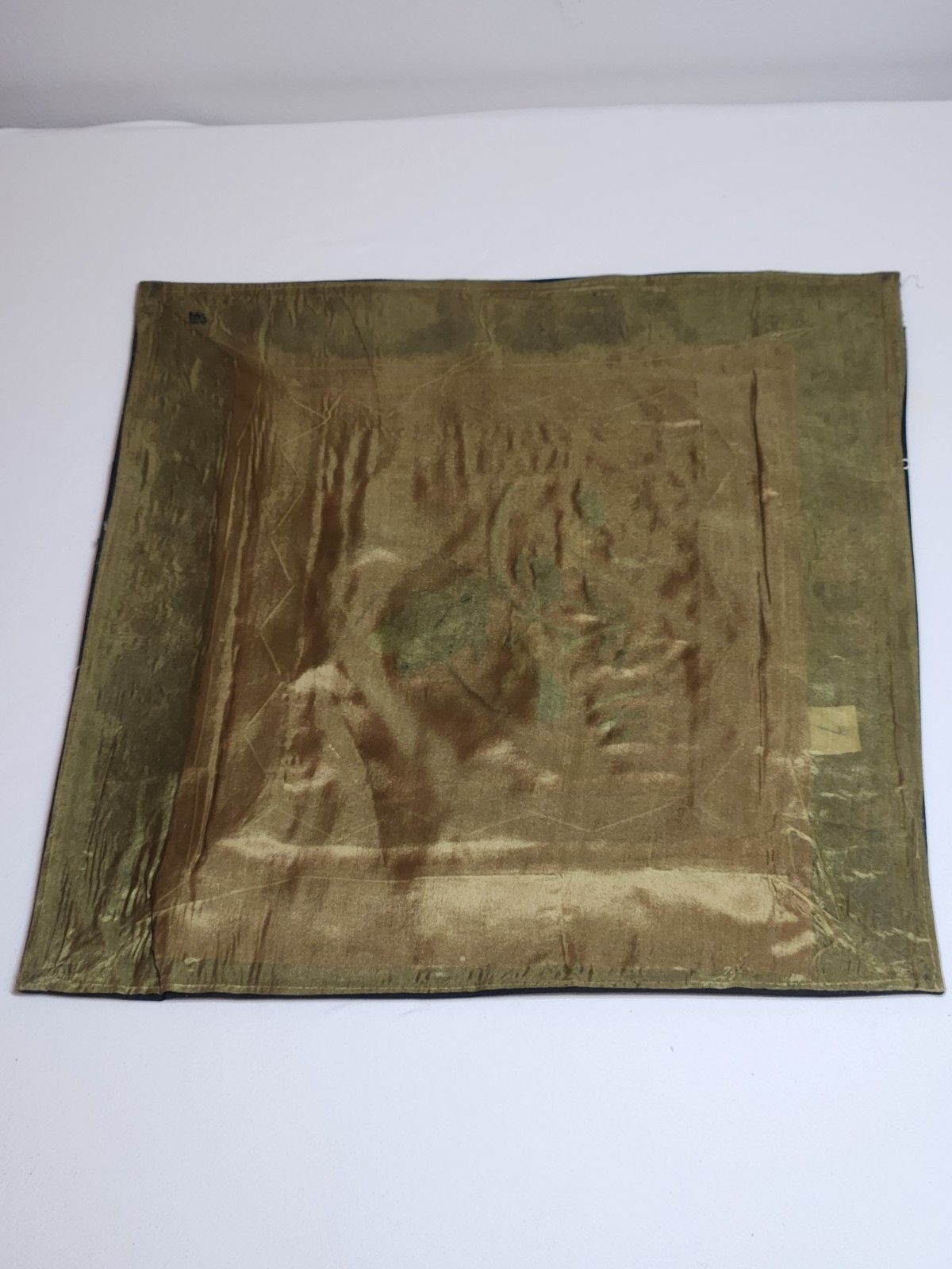 Vintage Chinese Hand Embroidered Silk Panel Flowers Grasshopper Design