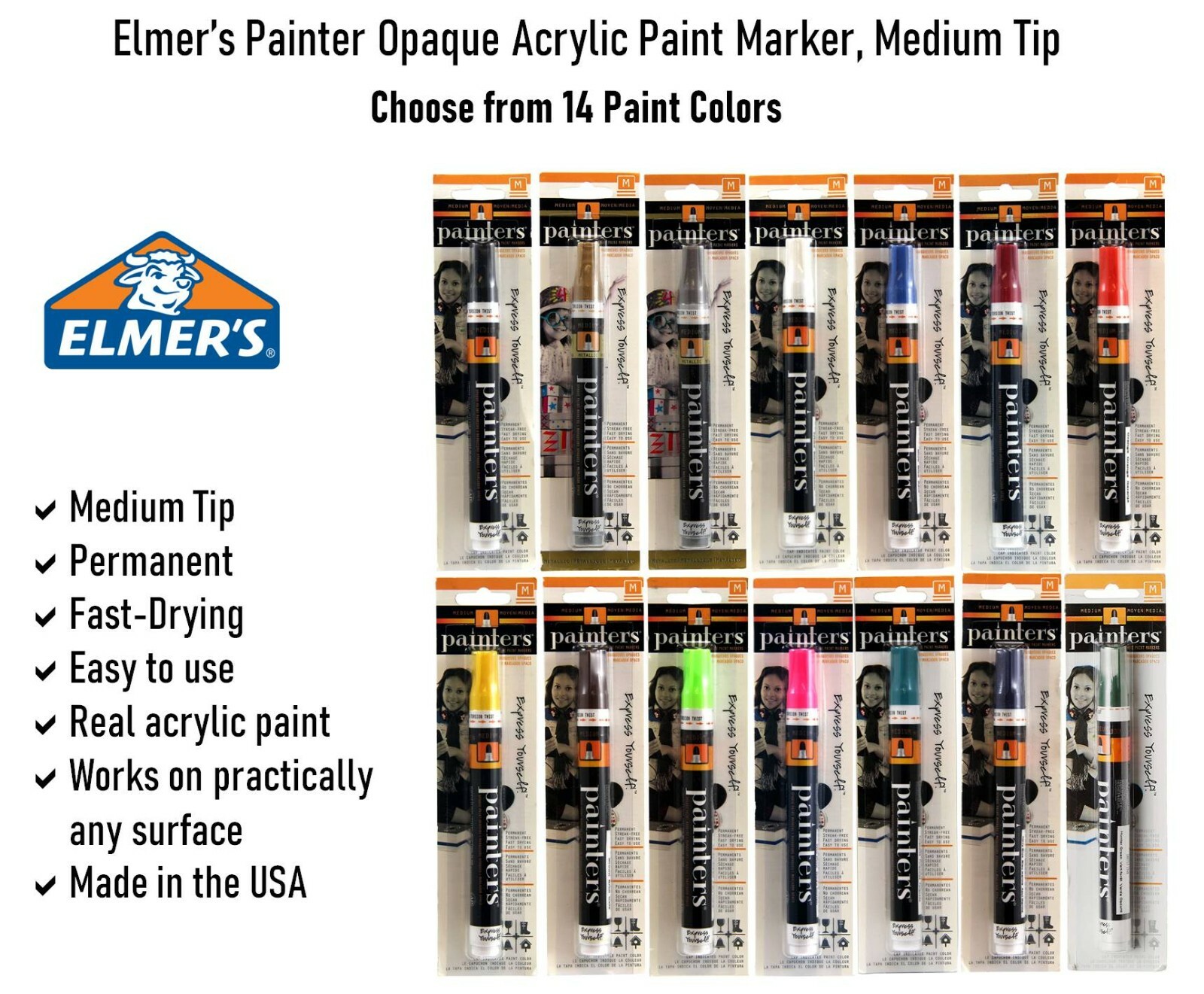 Elmer’s Painters Acrylic Paint Marker, Blister Carded, Medium Tip